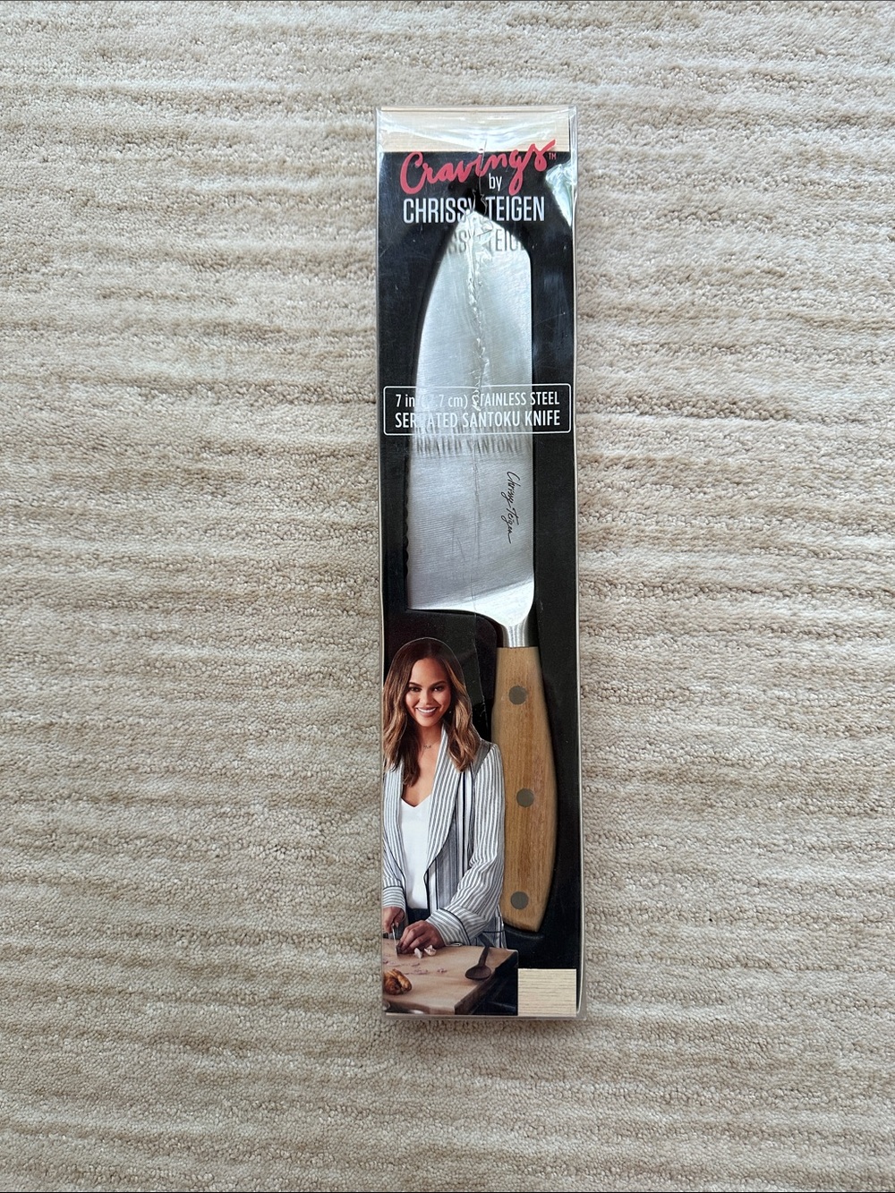 Cravings by Chrissy Teigen Go-To Santoku Knife – 7-Inch Serrated Stainless Steel